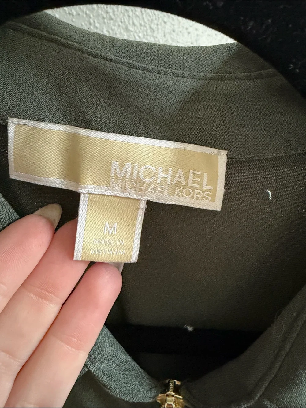 Michael Kors Olive Green Sleeveless Utility Jumpsuit with Gold Hardware